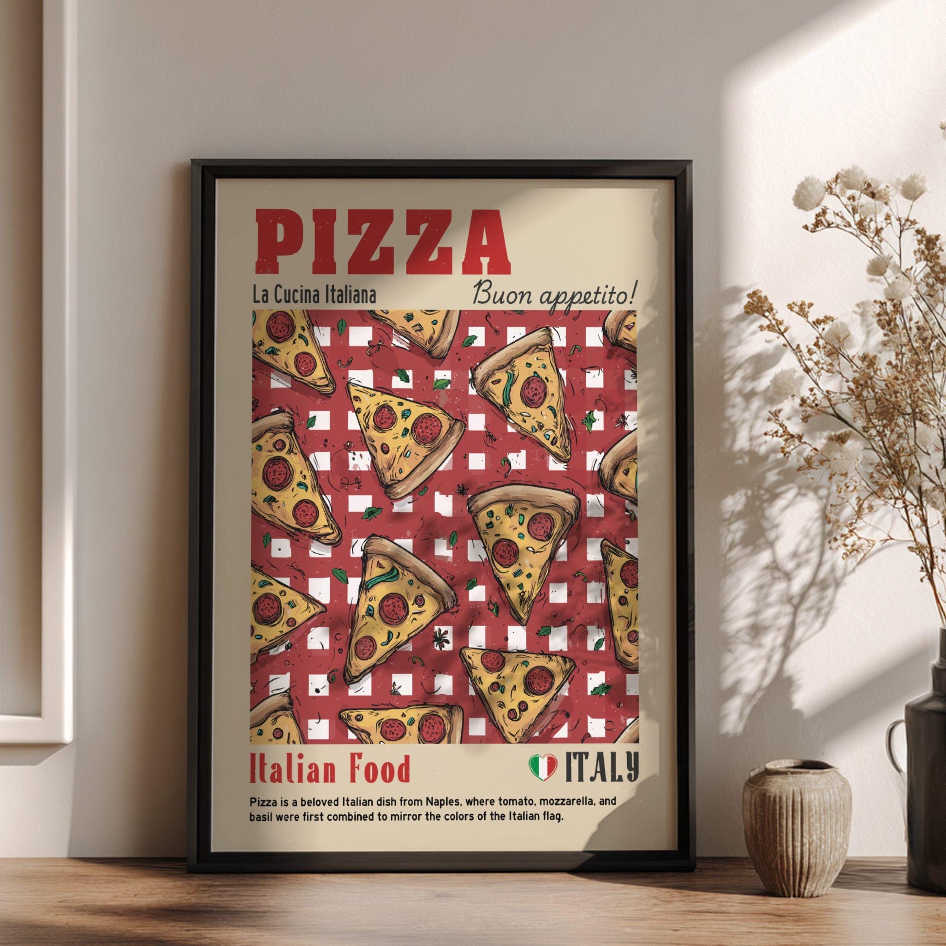 Pizza Slice Food Poster: Italian Food Kitchen Print