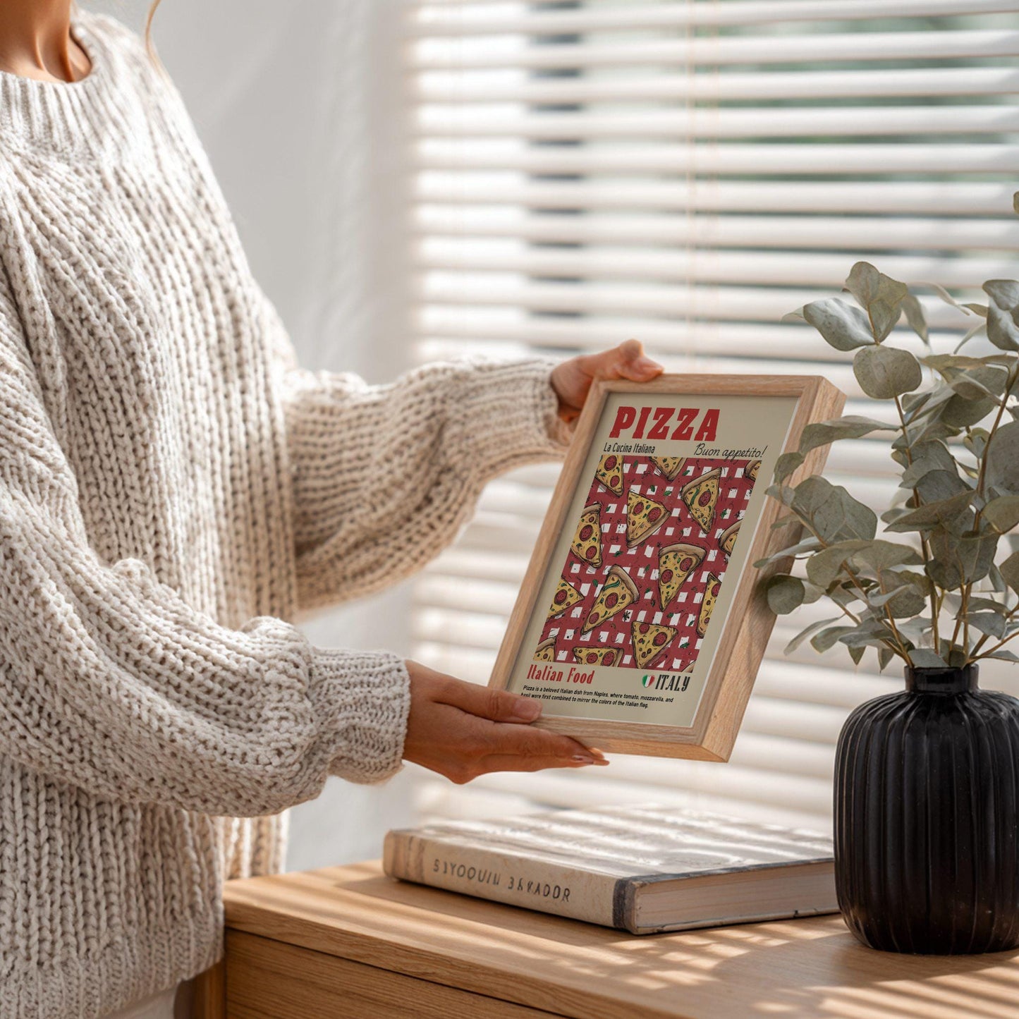 Pizza Slice Food Poster: Italian Food Kitchen Print