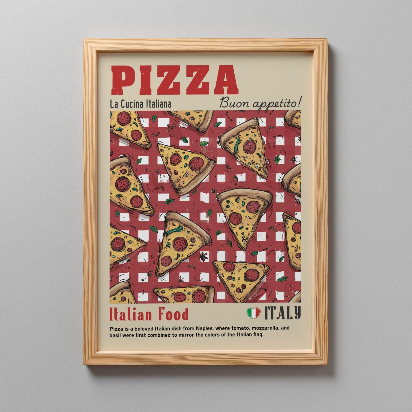 Pizza Slice Food Poster: Italian Food Kitchen Print