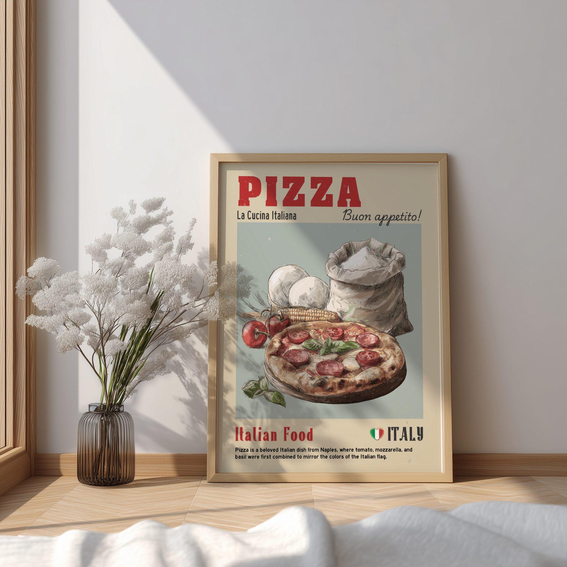Pizza Set Food Poster: Italian Food Kitchen Print