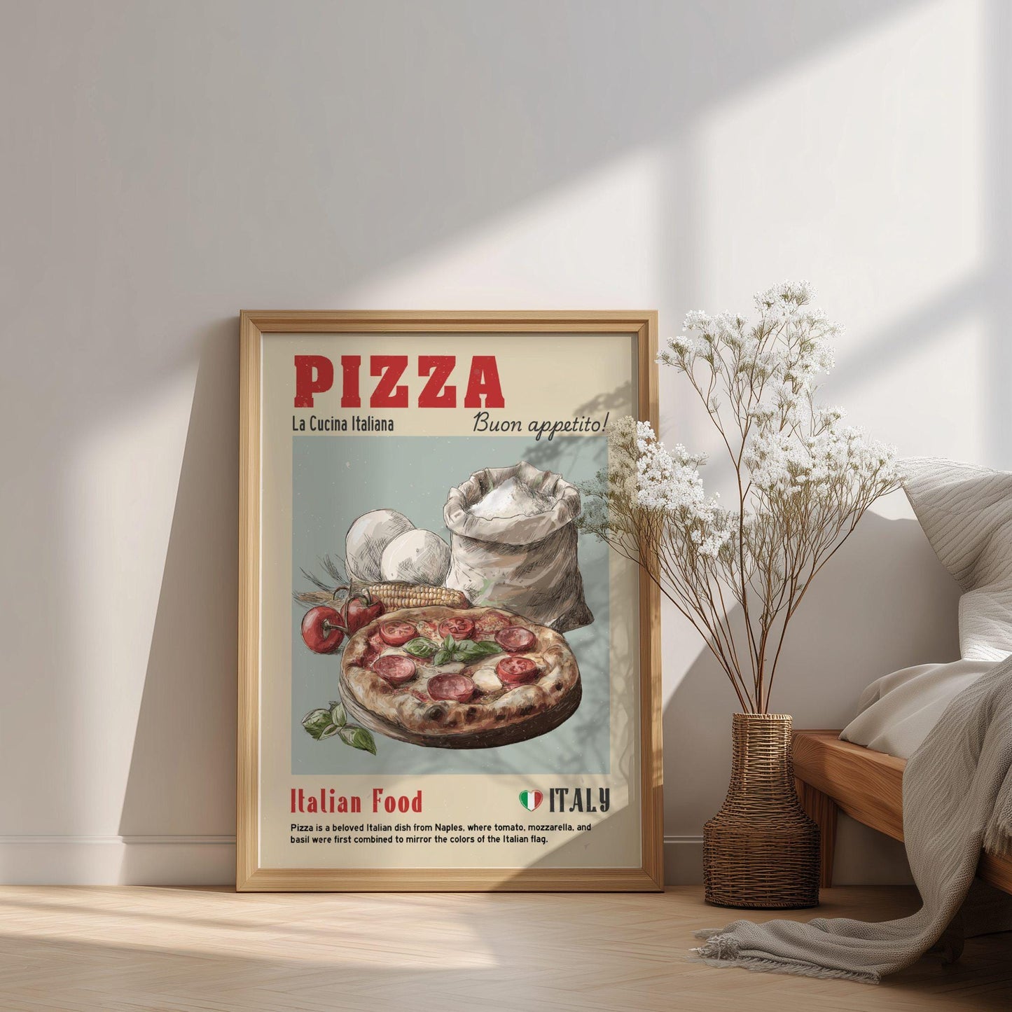 Pizza Set Food Poster: Italian Food Kitchen Print