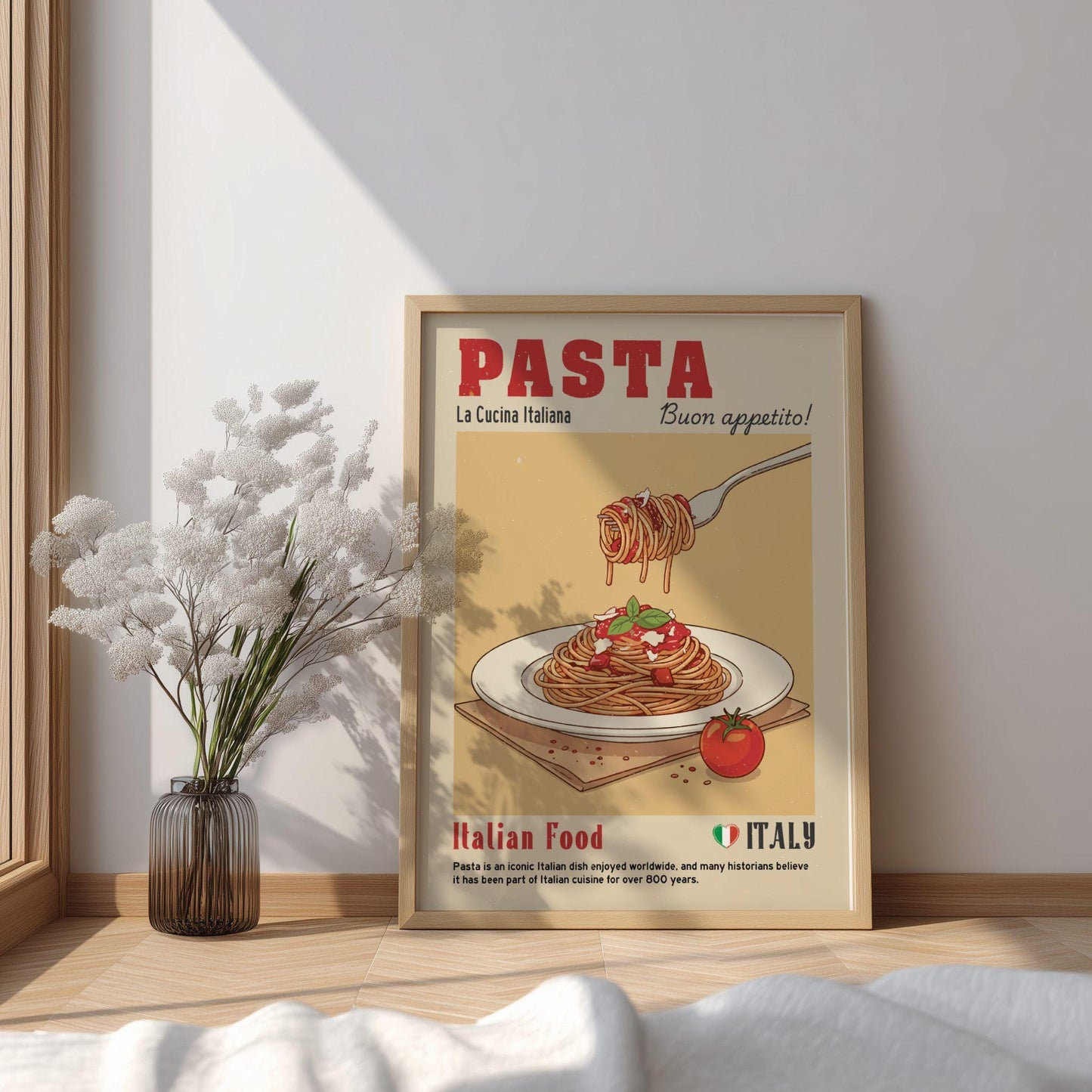 Spaghetti Pasta Food Poster: Italian Food Kitchen Print