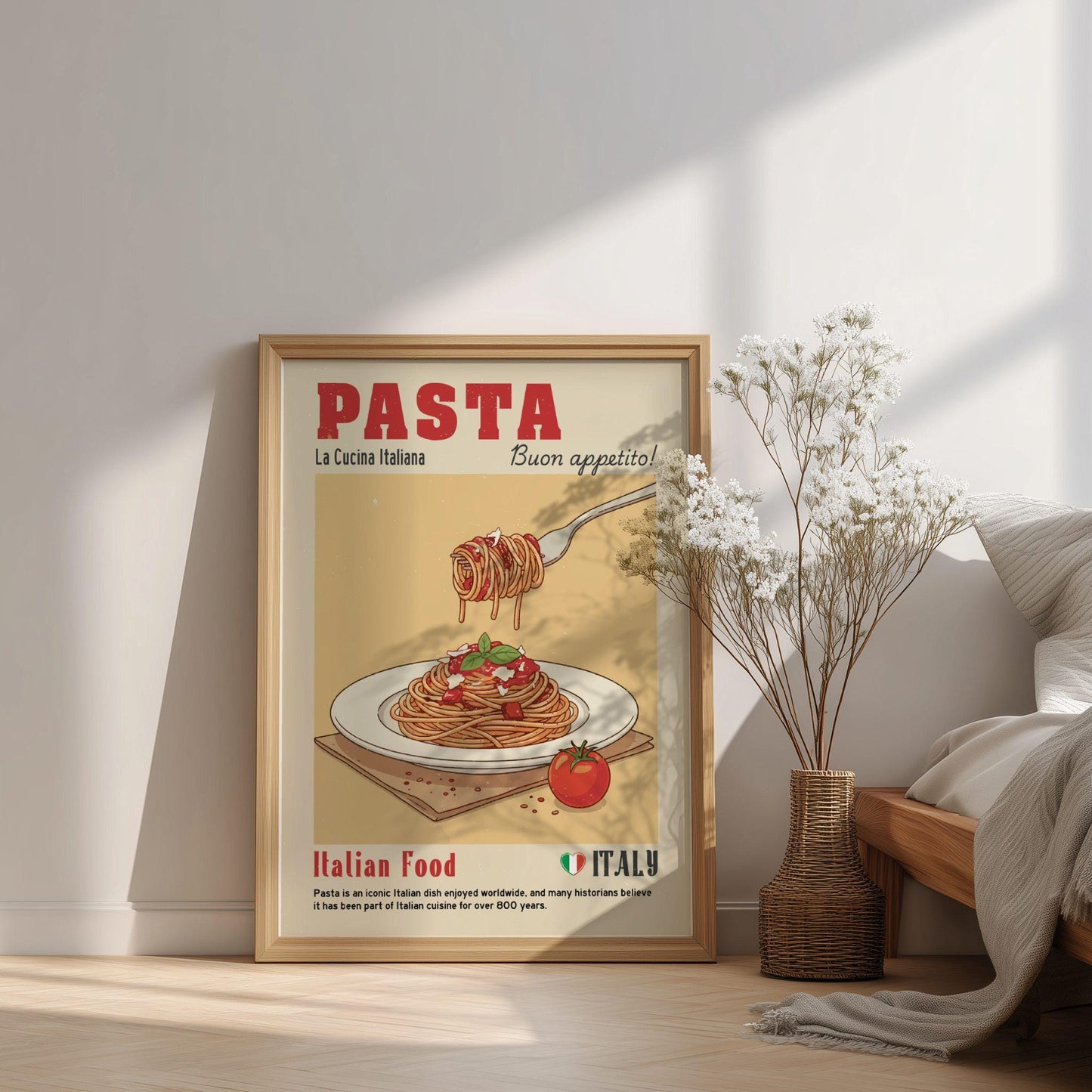 Spaghetti Pasta Food Poster: Italian Food Kitchen Print