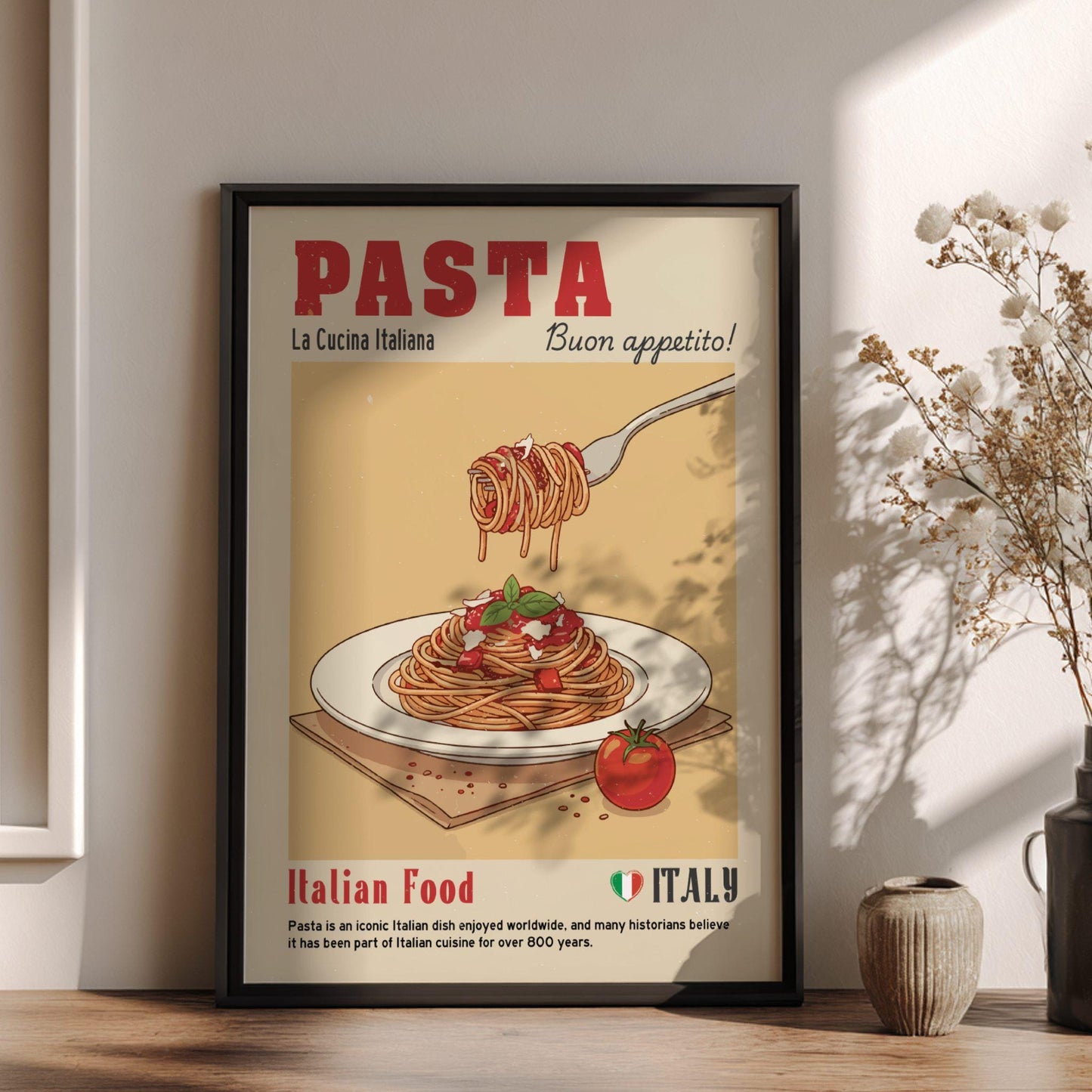 Spaghetti Pasta Food Poster: Italian Food Kitchen Print