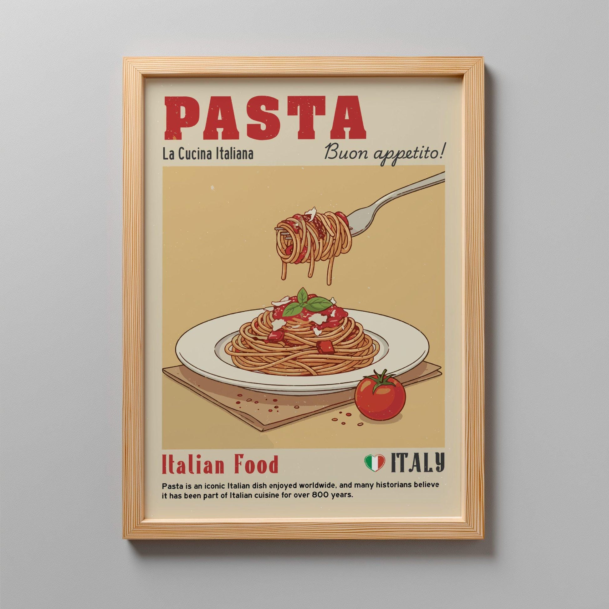 Spaghetti Pasta Food Poster: Italian Food Kitchen Print