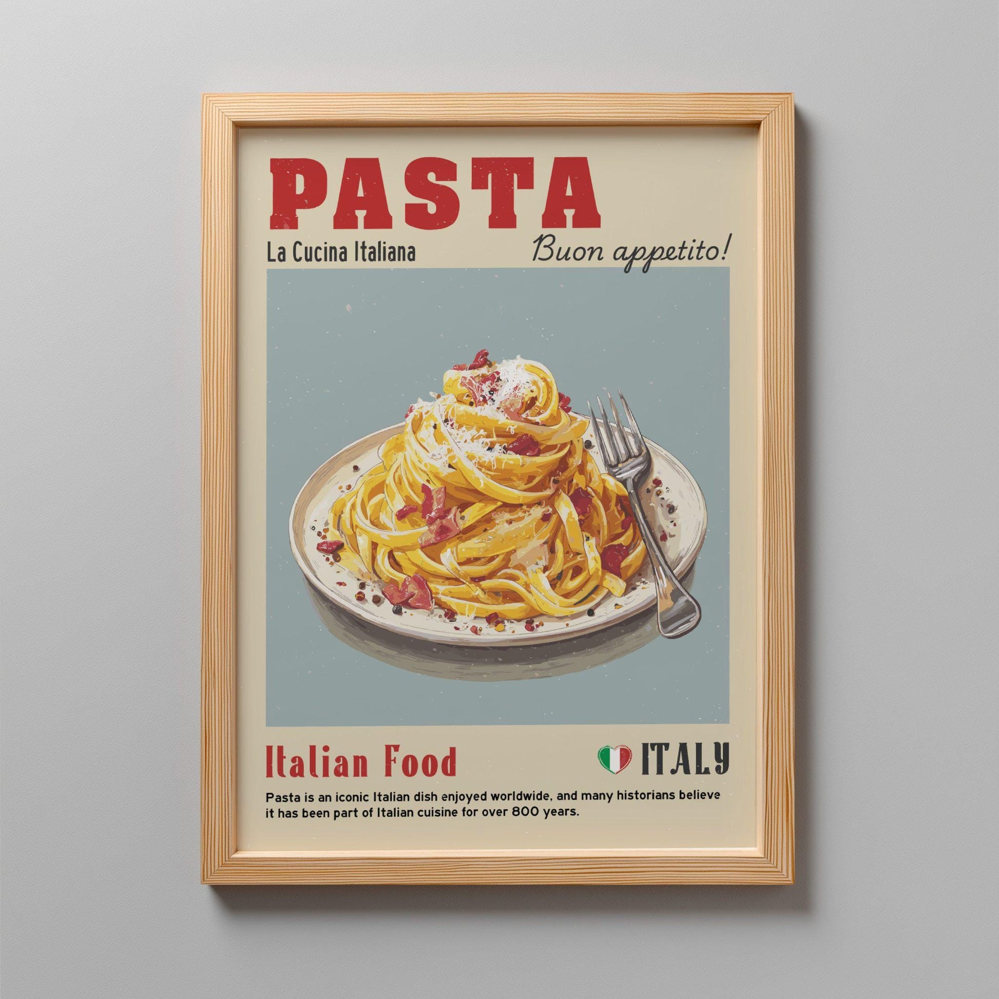 Tagliatelle Pasta Food Poster: Italian Food Kitchen Print