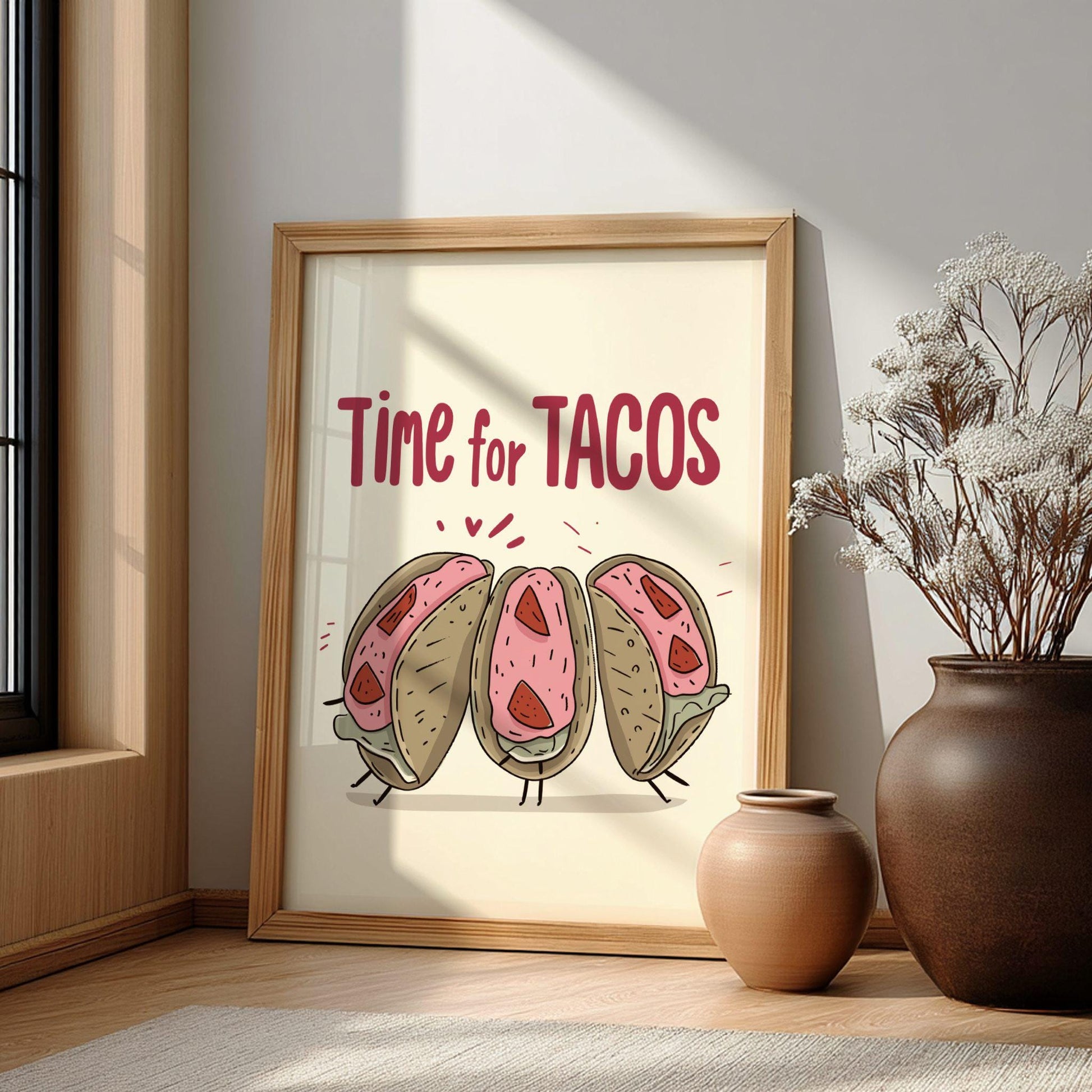 Time for Tacos Food Poster: Mexican Food Kitchen Print