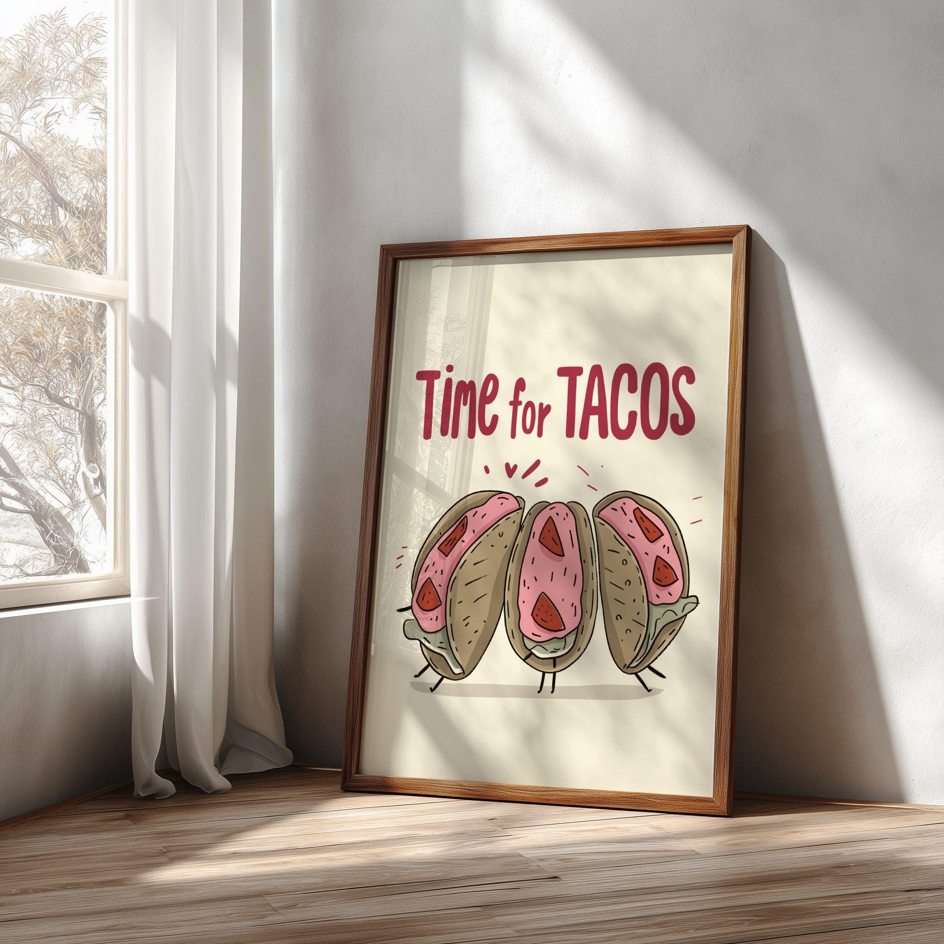 Time for Tacos Food Poster: Mexican Food Kitchen Print