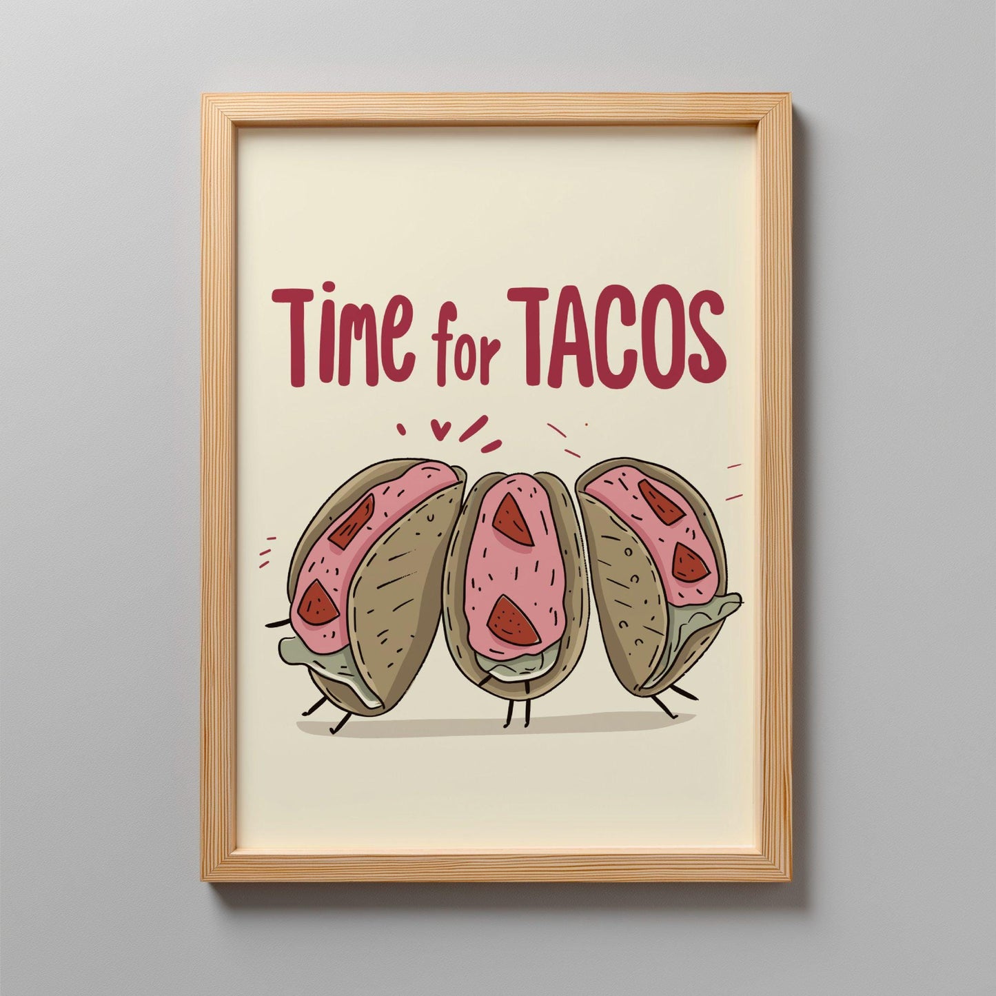Time for Tacos Food Poster: Mexican Food Kitchen Print