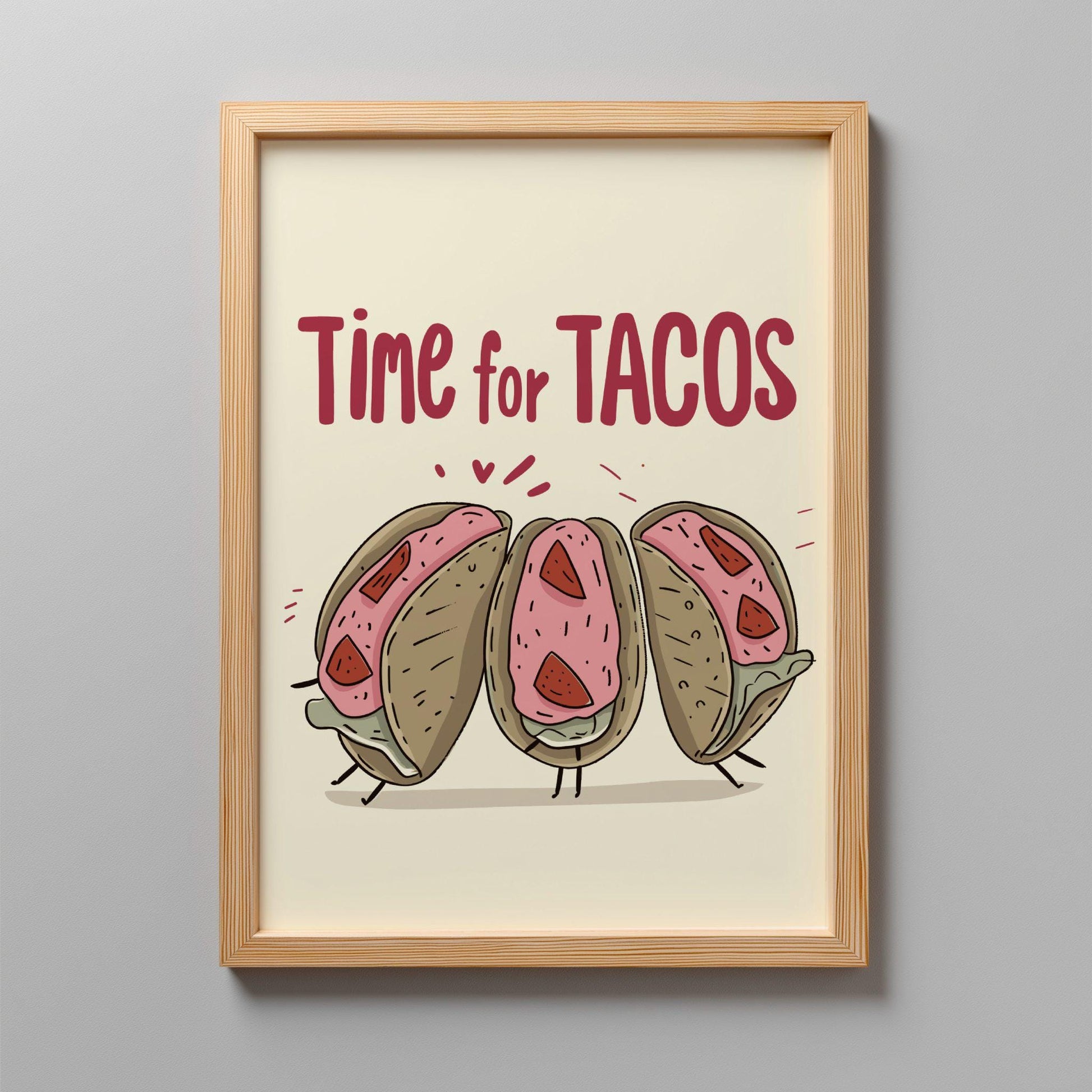 Time for Tacos Food Poster: Mexican Food Kitchen Print