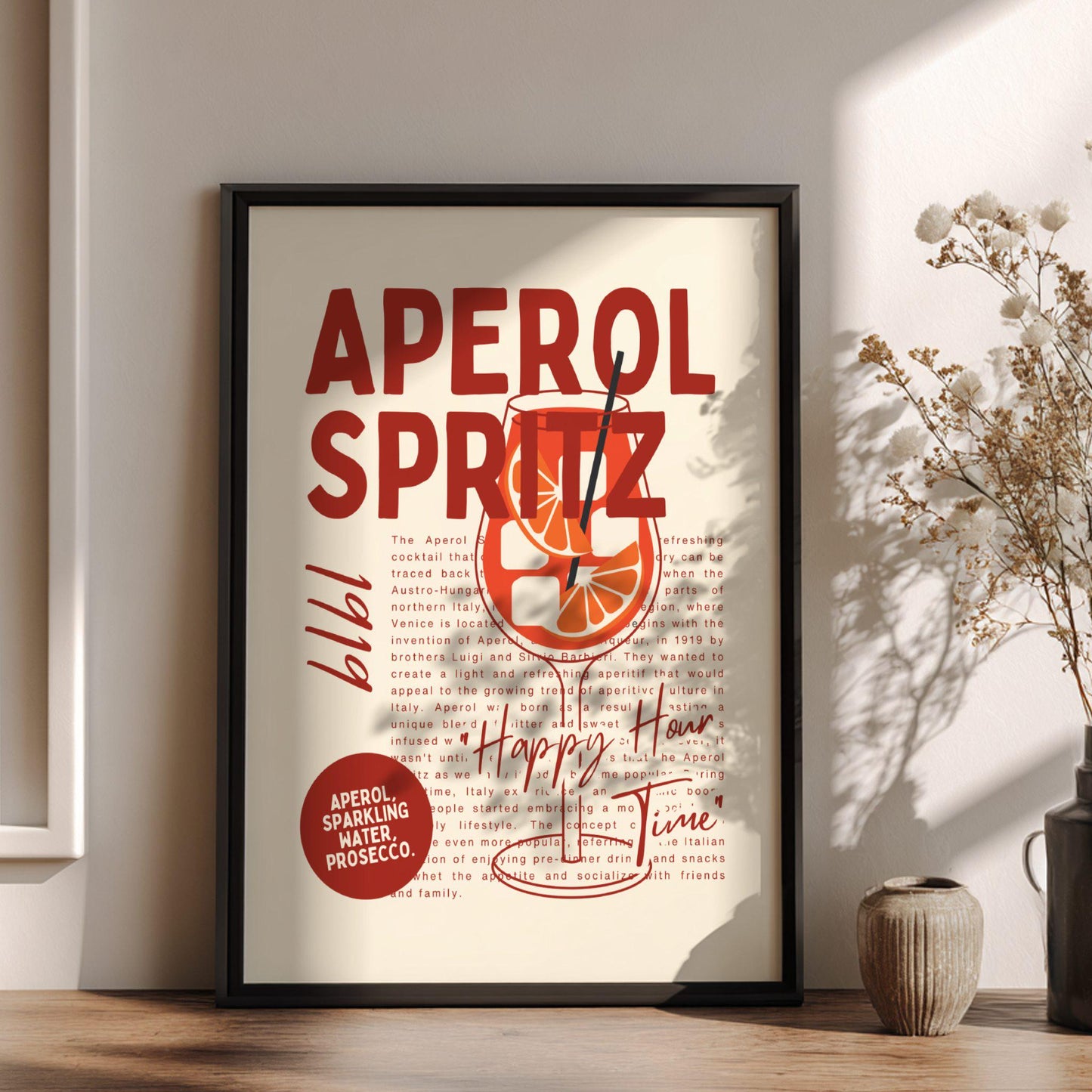 Aperol Spritz Drink Poster – Italian Cocktail Wall Art Print