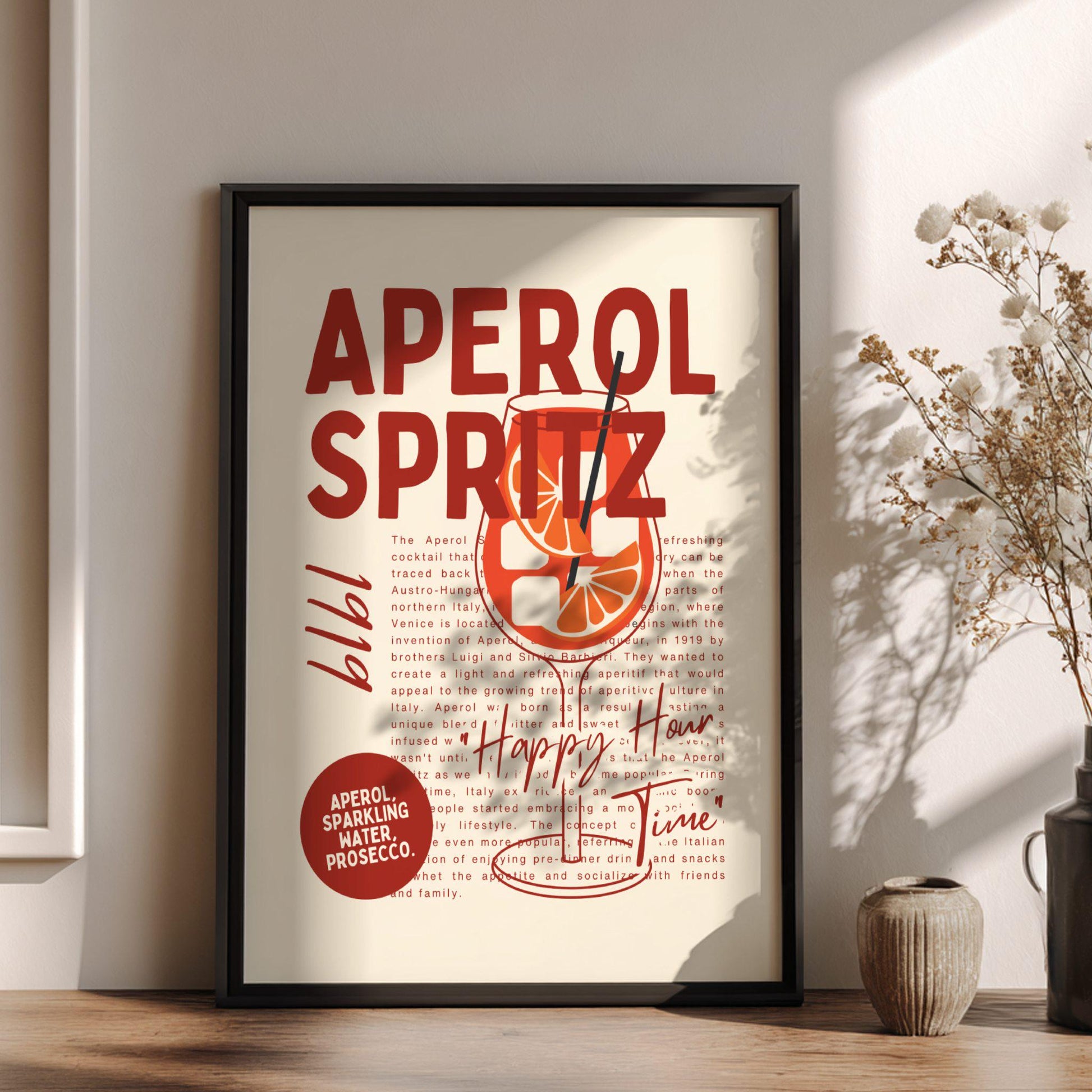 Aperol Spritz Drink Poster – Italian Cocktail Wall Art Print