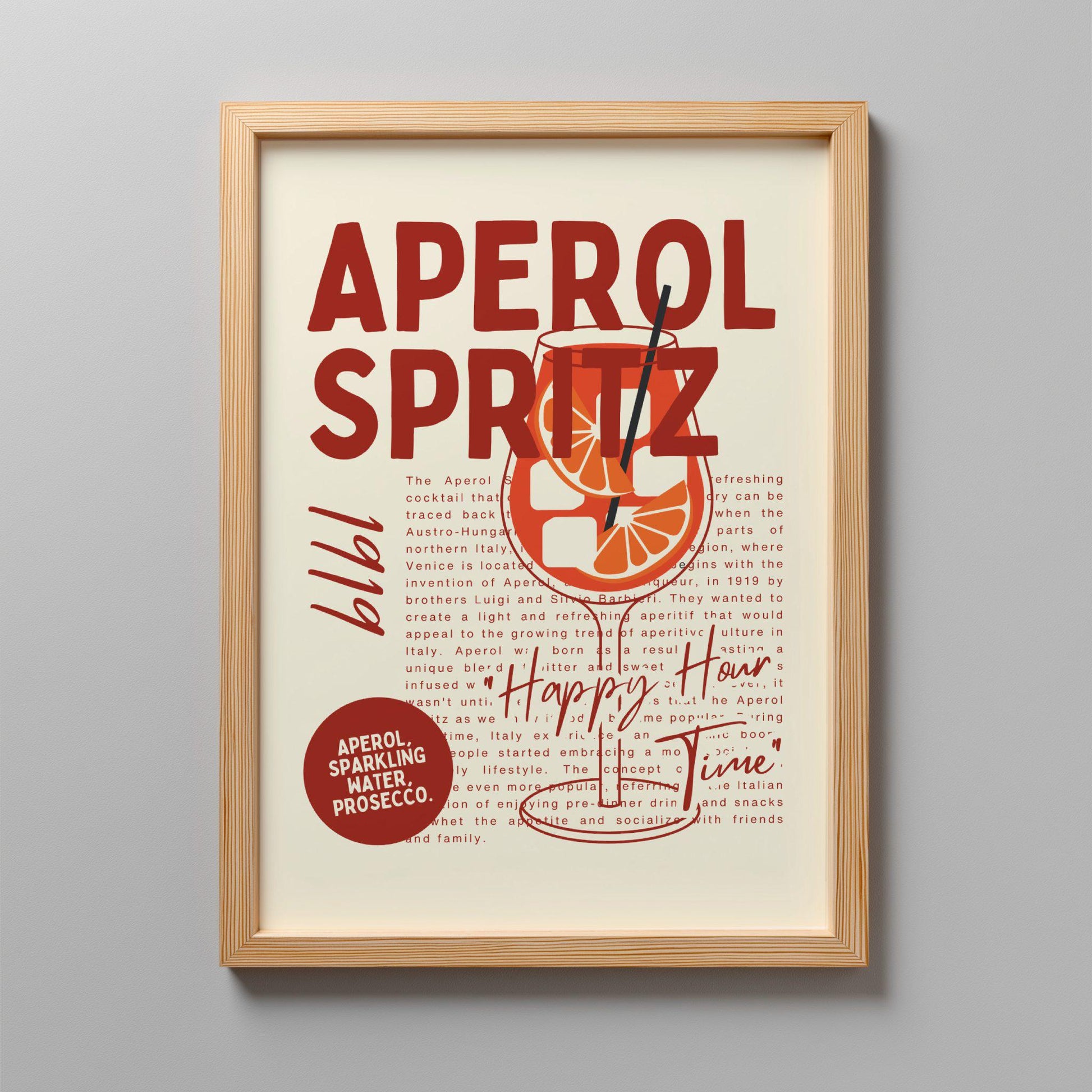 Aperol Spritz Drink Poster – Italian Cocktail Wall Art Print