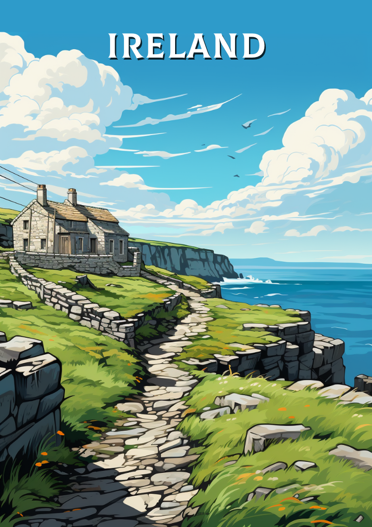 Europe IRELAND TRAVEL PRINT - CLIFFS OF MOHER ARTWORK