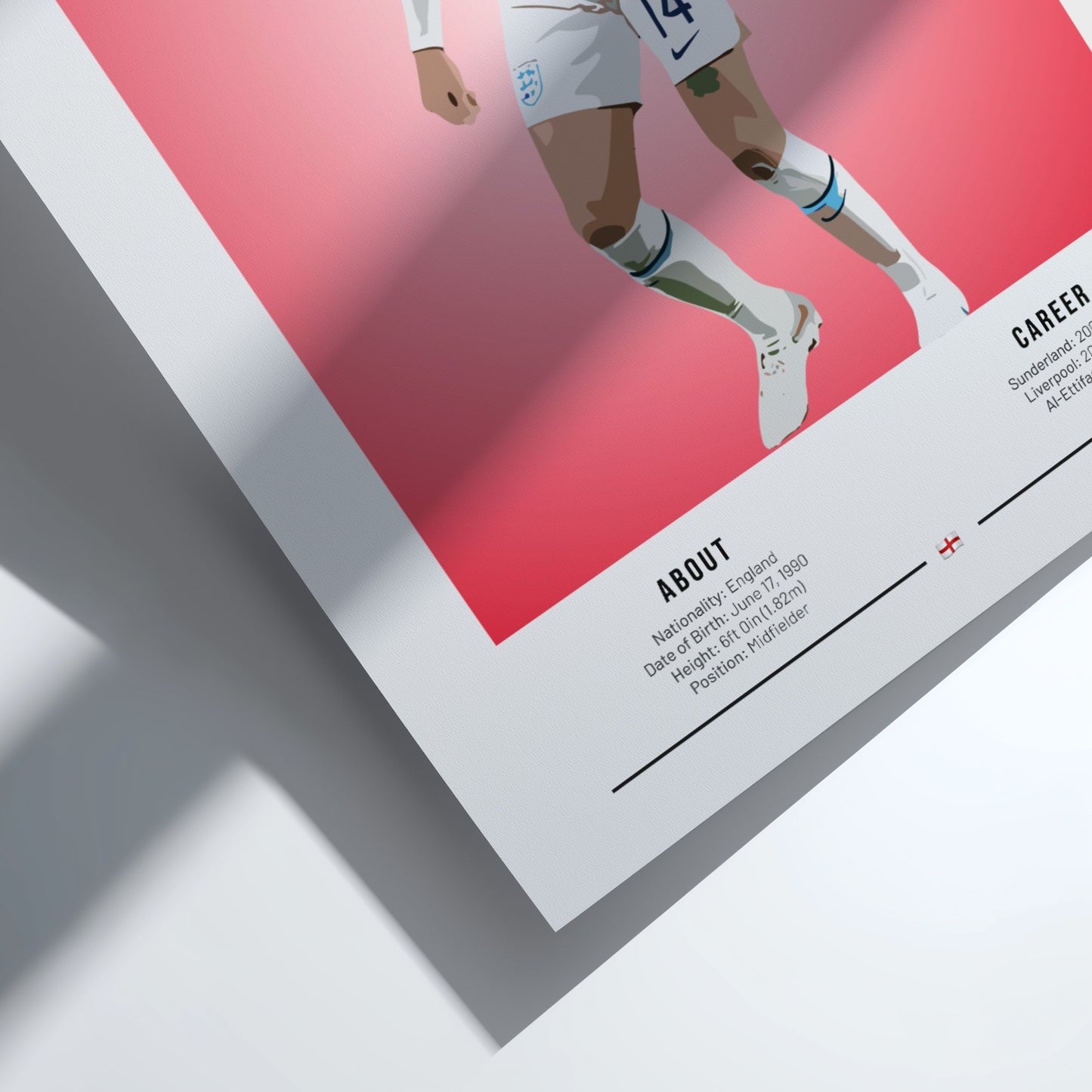 Jordan Henderson wall art featuring England National Team colors and dynamic pose
