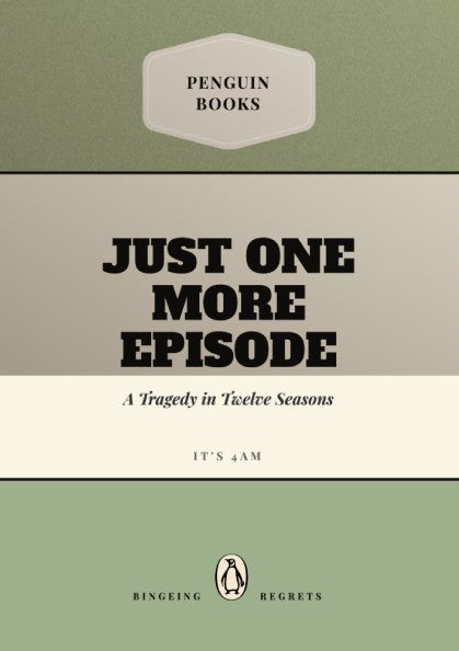 Funny quote poster featuring playful illustration from Penguin Books, perfect for wall decor in living spaces.