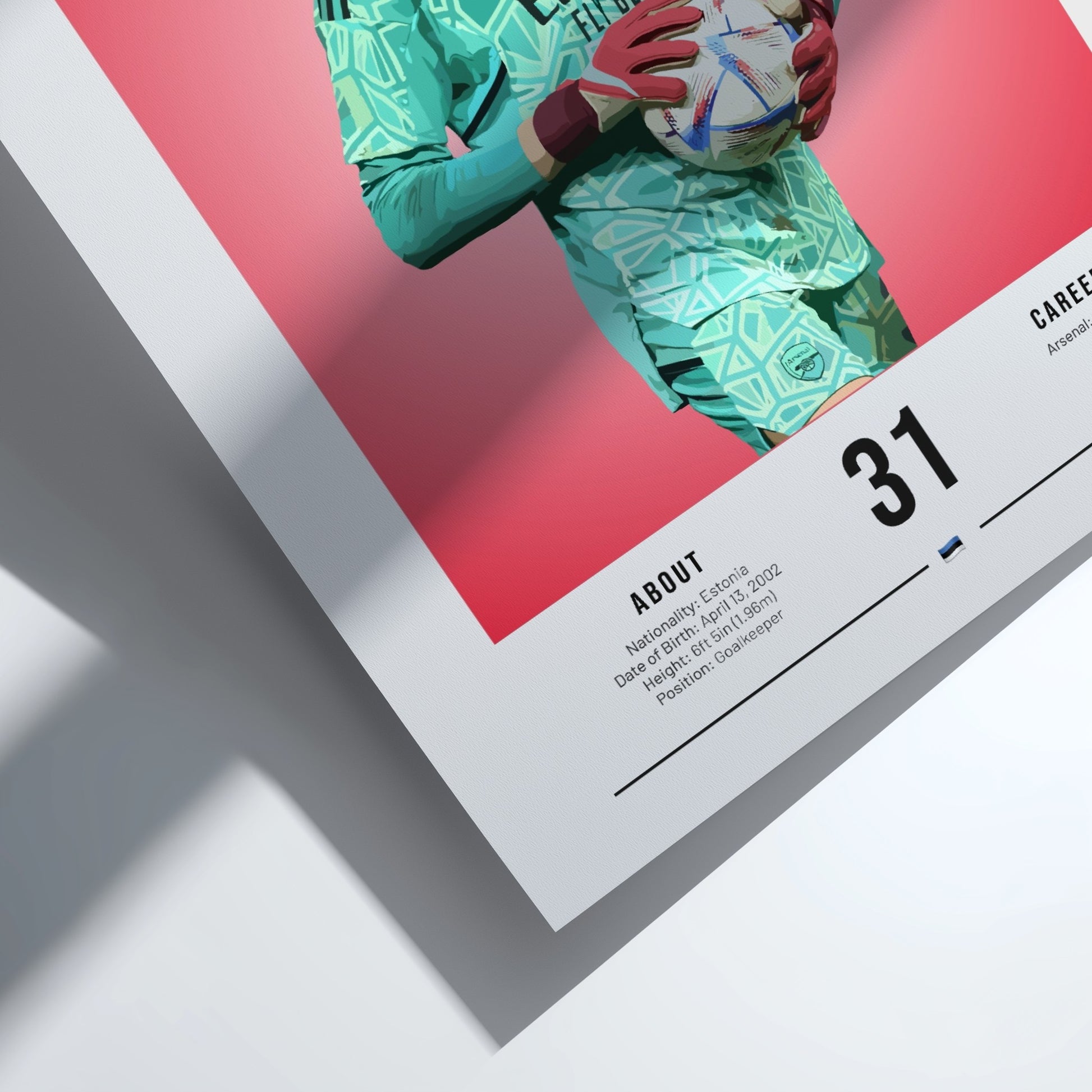 Karl Hein poster featuring a goalkeeper in vibrant colors, modern sports wall art design