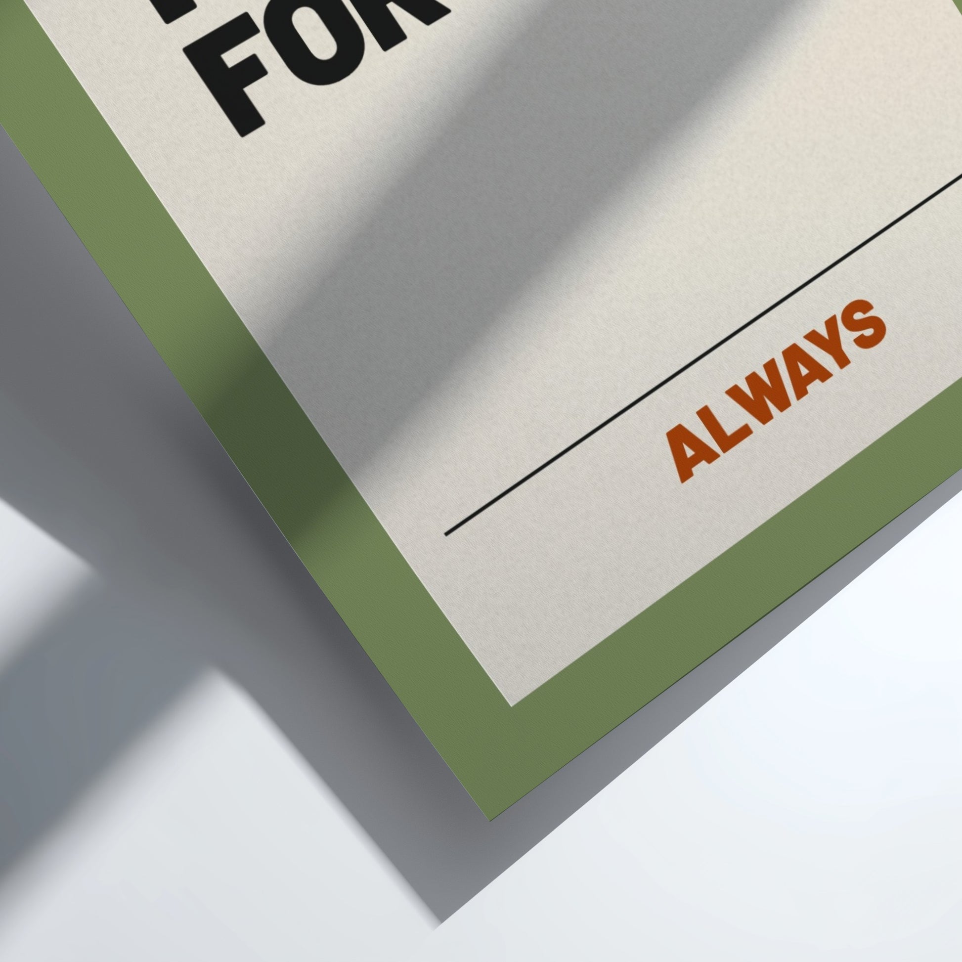 Motivational quotes poster featuring bold text on a green background, perfect for inspiring decor.