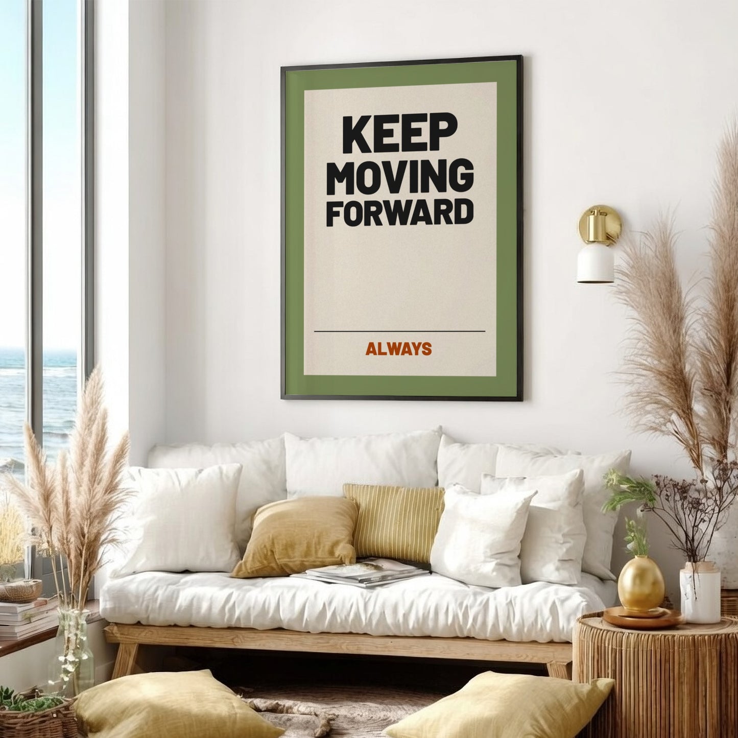 Motivational quotes poster featuring bold text on a green background, perfect for inspiring decor.