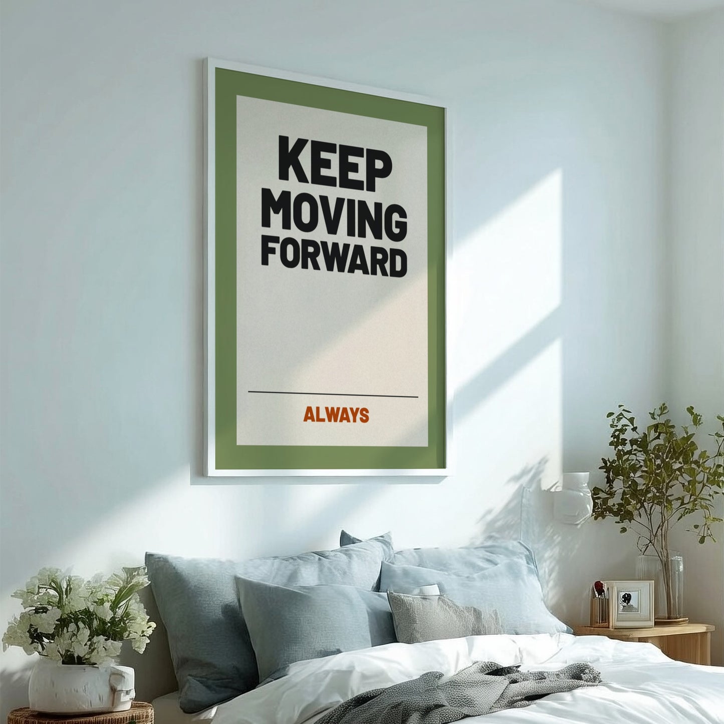 Motivational quotes poster featuring bold text on a green background, perfect for inspiring decor.