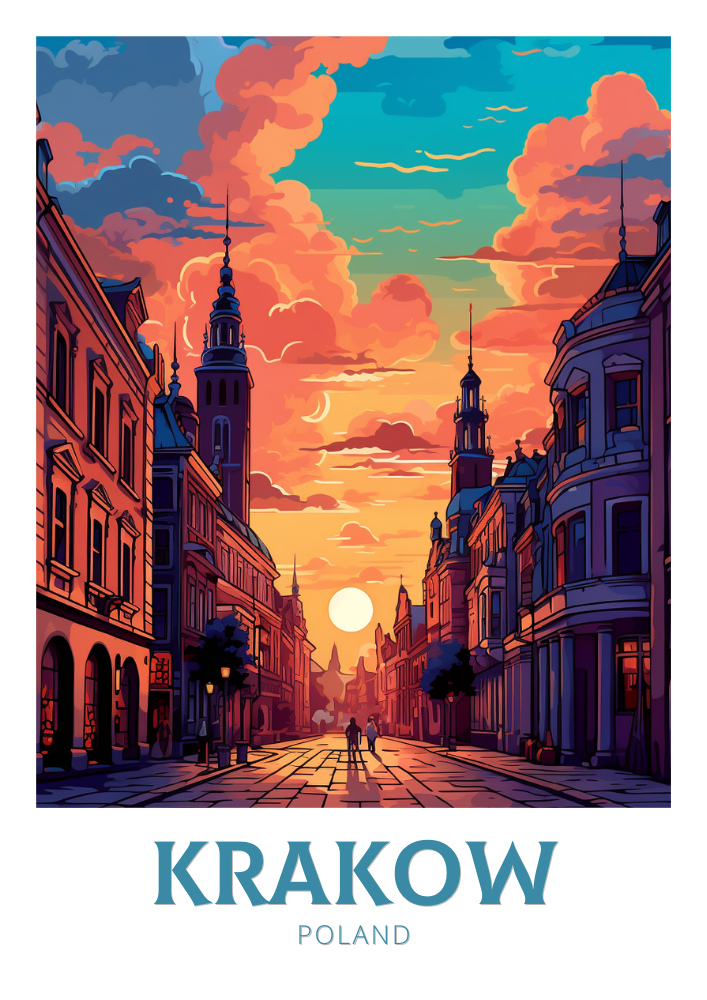 Europe KRAKOW TRAVEL PRINT - POLAND ARTWORK