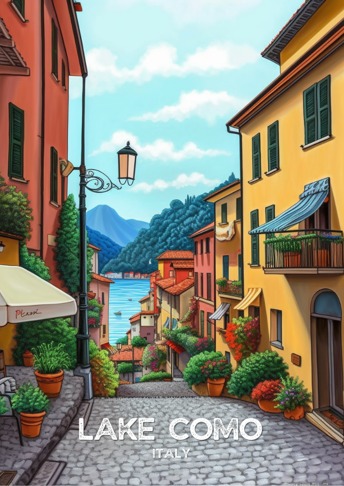 Europe LAKE COMO TRAVEL PRINT - ITALY ARTWORK