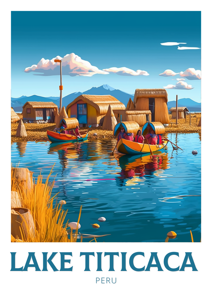 South America LAKE TITICACA PRINT - TRAVEL ART