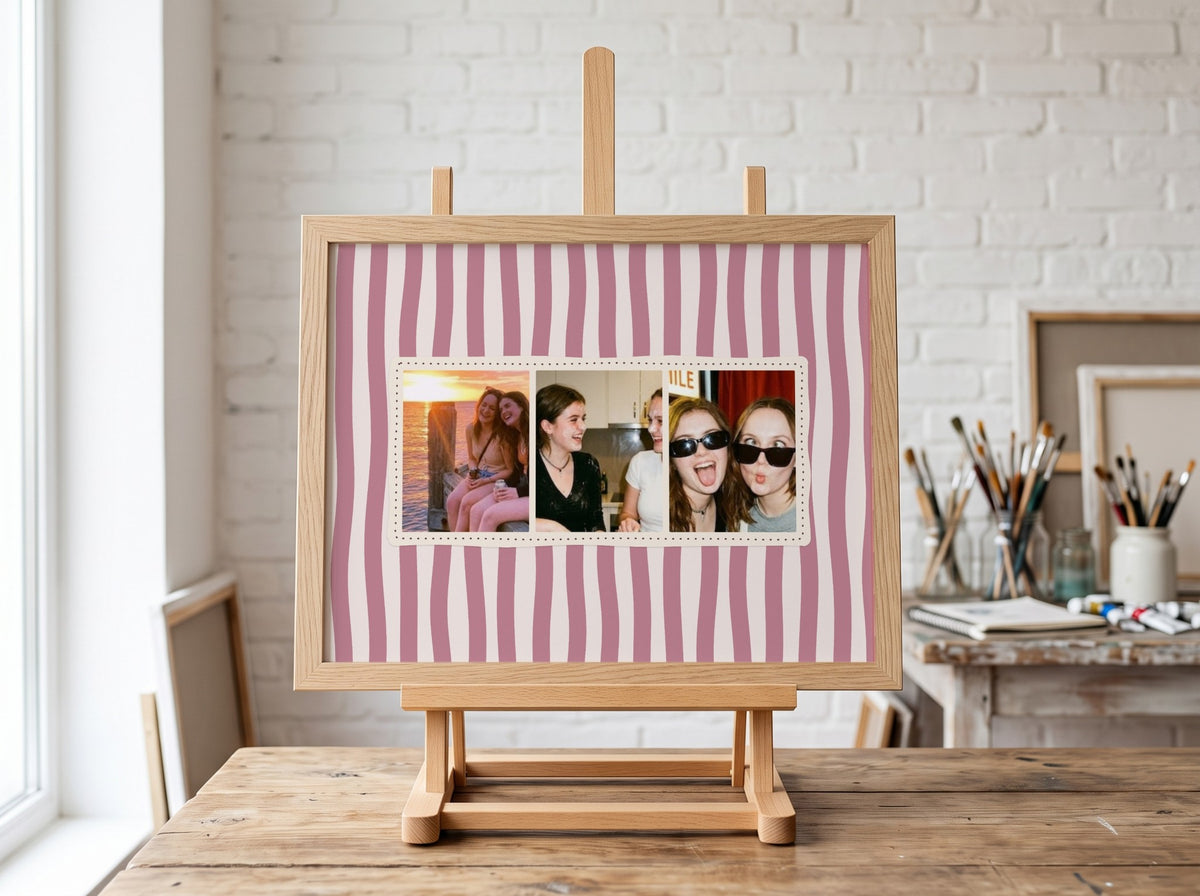 Personalised Three Photo Strip Landscape Poster