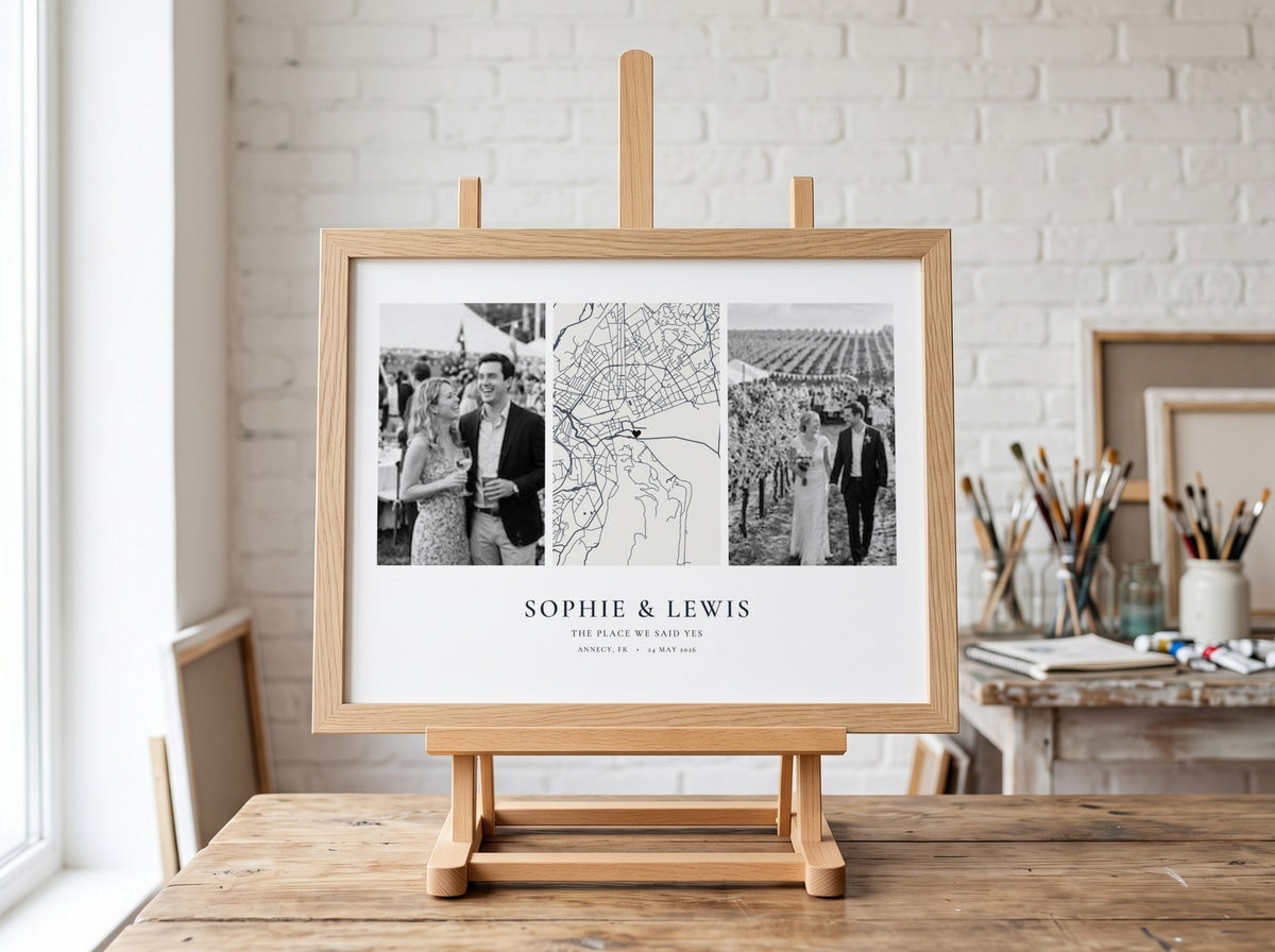 Personalised Street Map and Two Photo Landscape Print