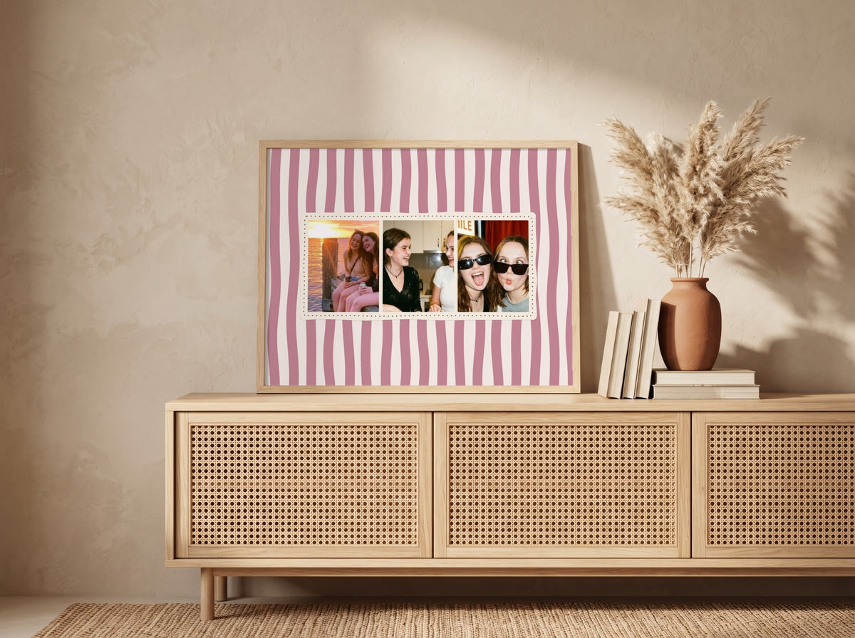 Personalised Three Photo Strip Landscape Poster