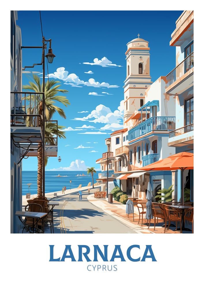 Europe LARNACA TRAVEL PRINT - CYPRUS ARTWORK