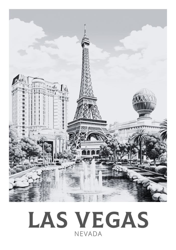 Affiche en noir et blanc de Las Vegas