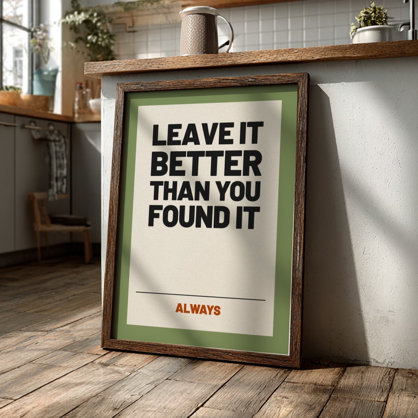 Motivational quotes poster featuring bold typography in earthy tones for inspiration and home decor