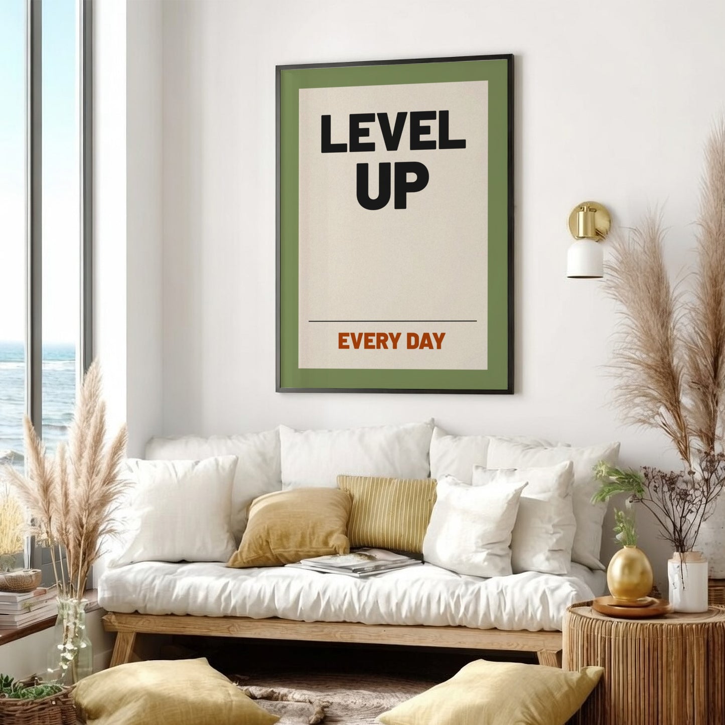 Motivational quotes poster featuring bold typography and a green background, perfect for inspiring home decor.