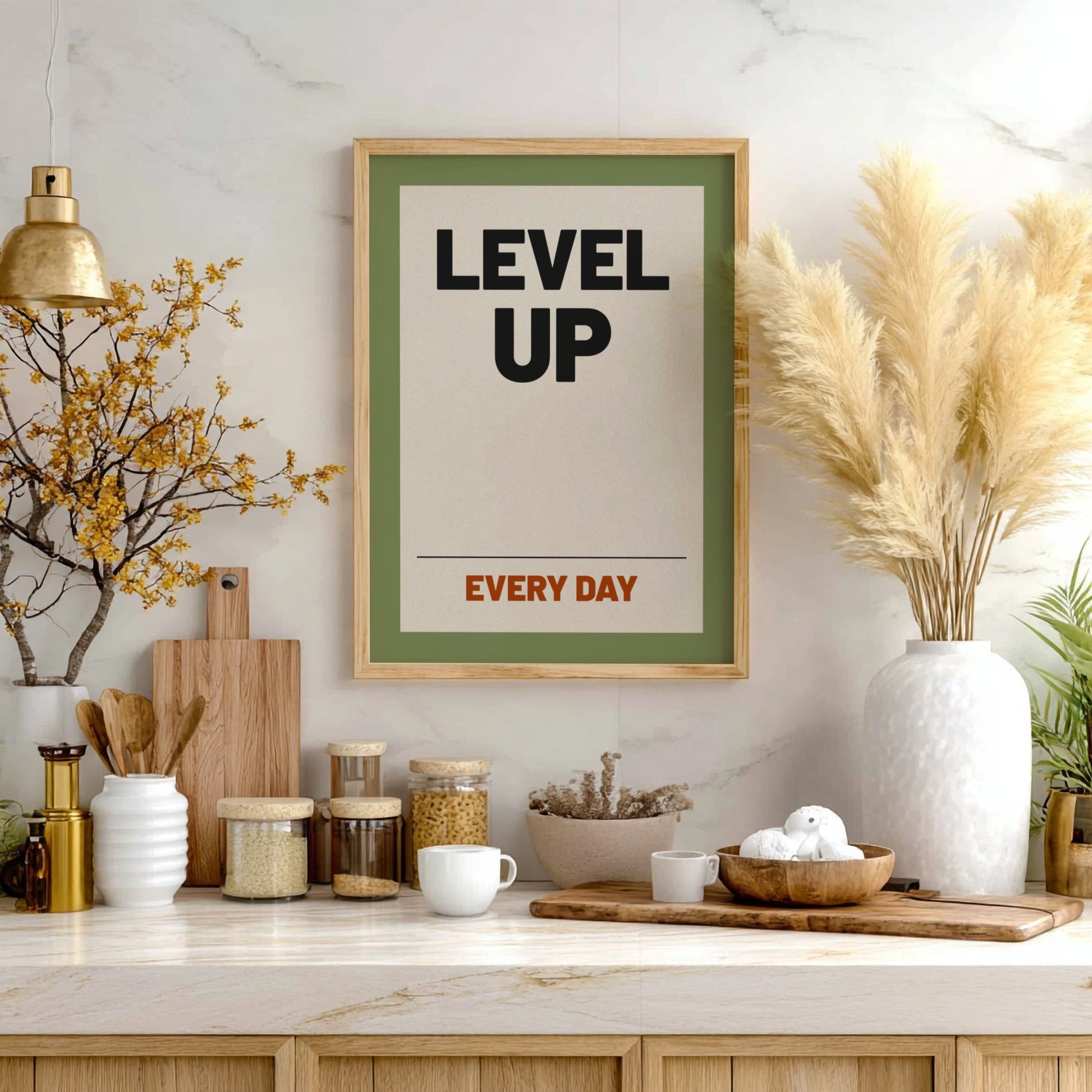 Motivational quotes poster featuring bold typography and a green background, perfect for inspiring home decor.