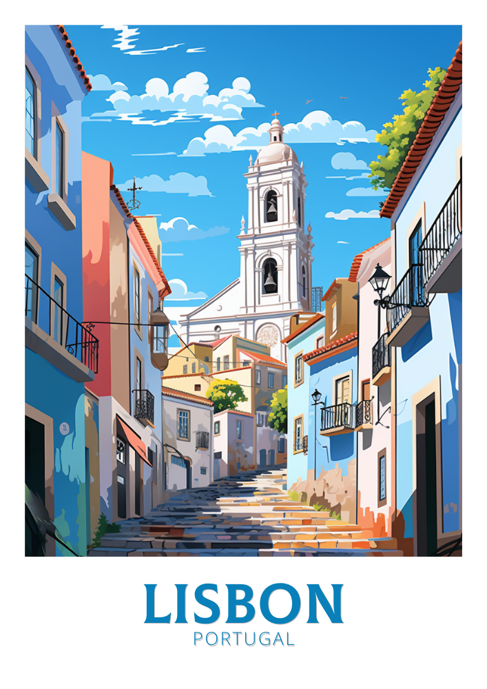 Europe LISBON TRAVEL PAINTING - PORTUGAL POSTER
