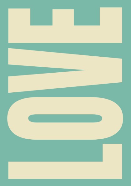 Mint green love poster featuring bold typography, modern design, and minimalist style