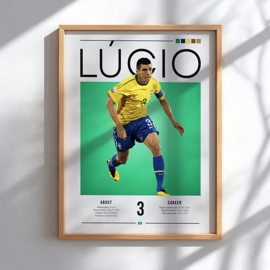 Lúcio Brazil football player artwork in vibrant colors and modern style