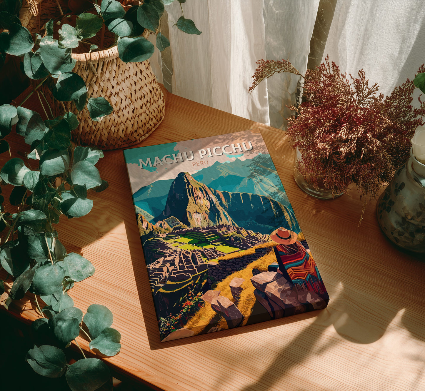 Machu Picchu Travel Poster on canvas