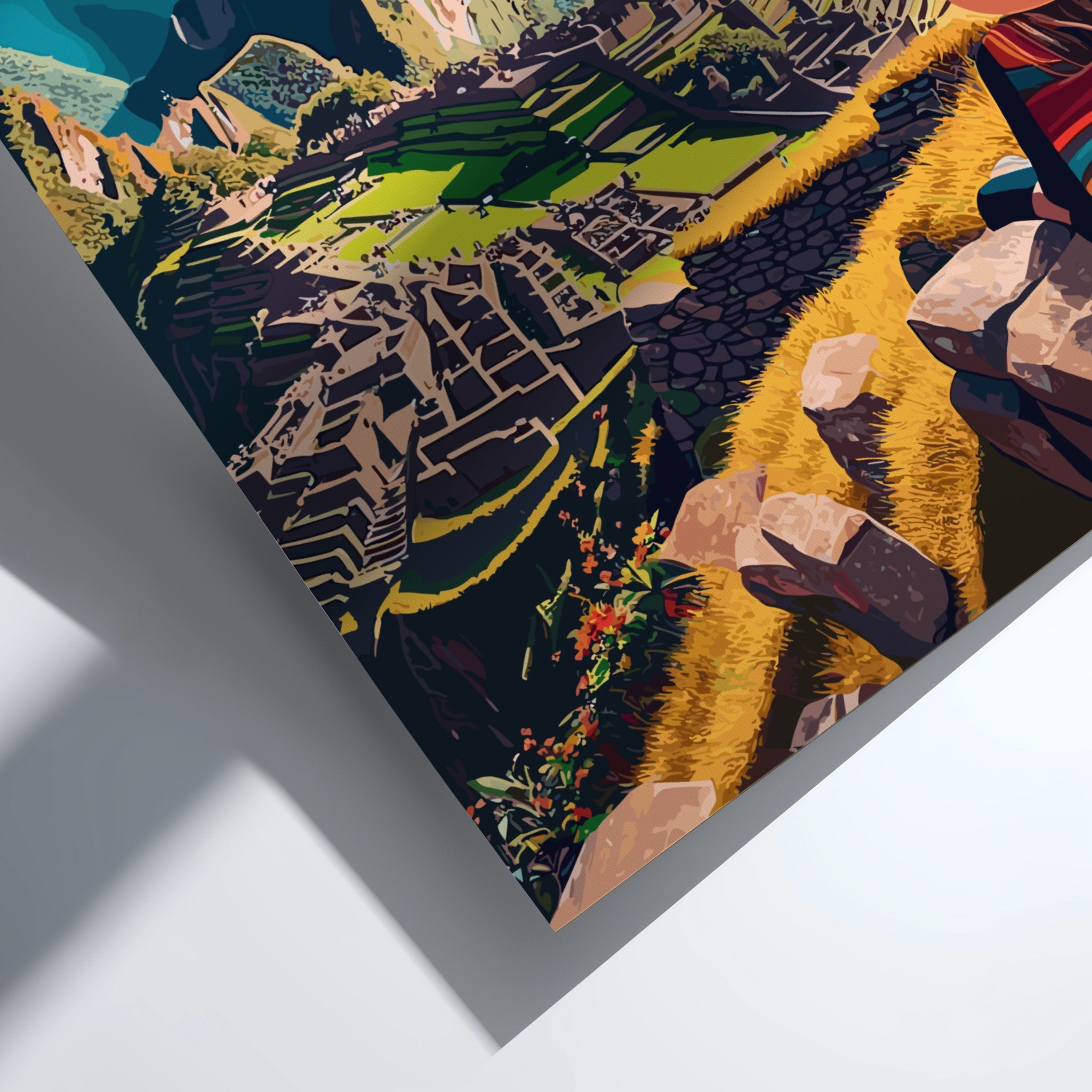 South America MACHU PICCHU ART POSTER - RETRO INCAN DESIGN