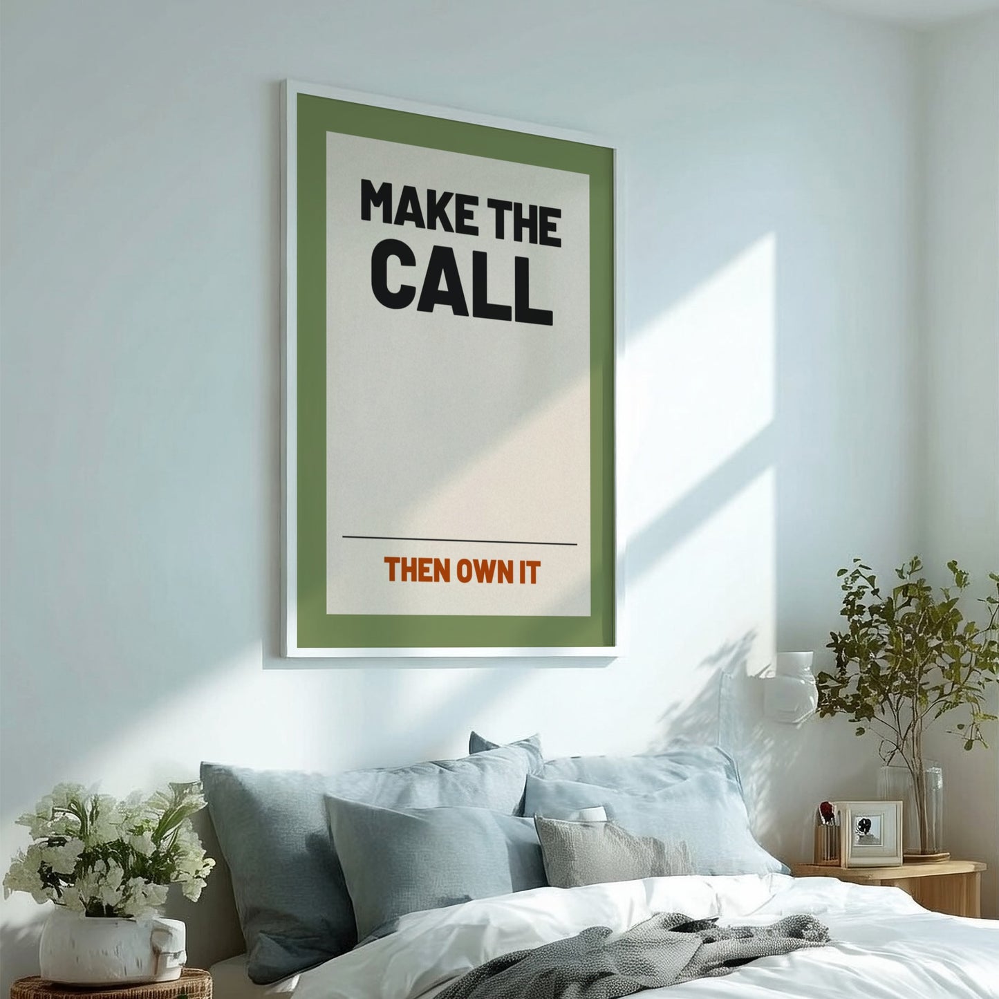 Motivational quotes poster featuring bold typography in neutral tones, perfect for home or office decor.