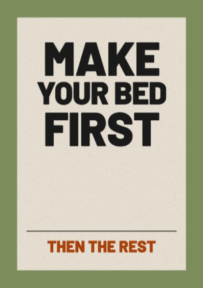 Motivational poster featuring bold typography on a neutral background, ideal for home decor and inspiration.