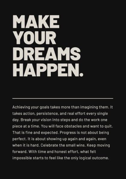 Motivational quotes poster featuring bold typography on a black background, perfect for inspirational wall