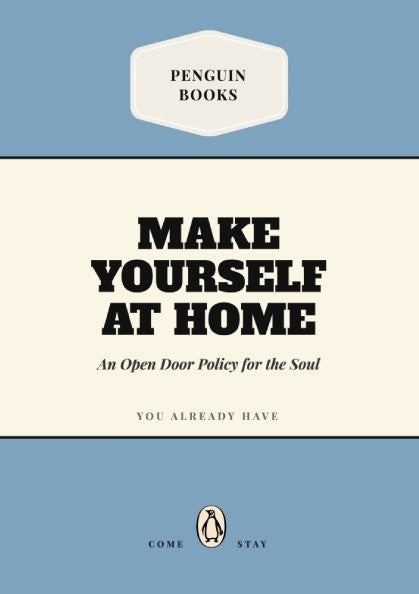 Funny quote poster featuring a penguin book illustration in soft colors