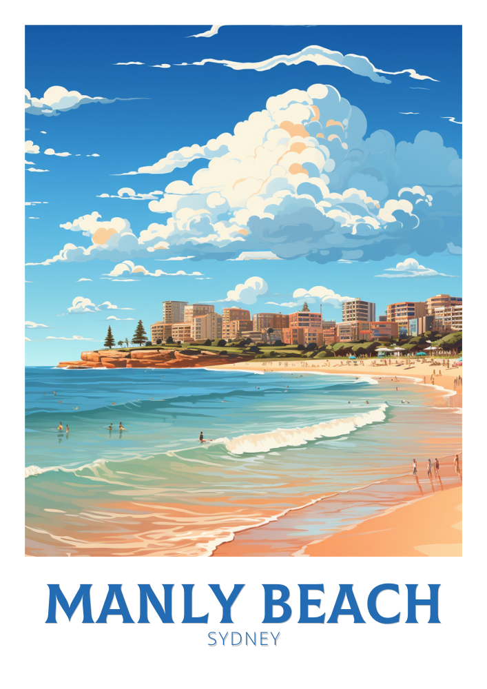 Australia MANLY BEACH TRAVEL POSTER. - WALLART AUSTRALIA