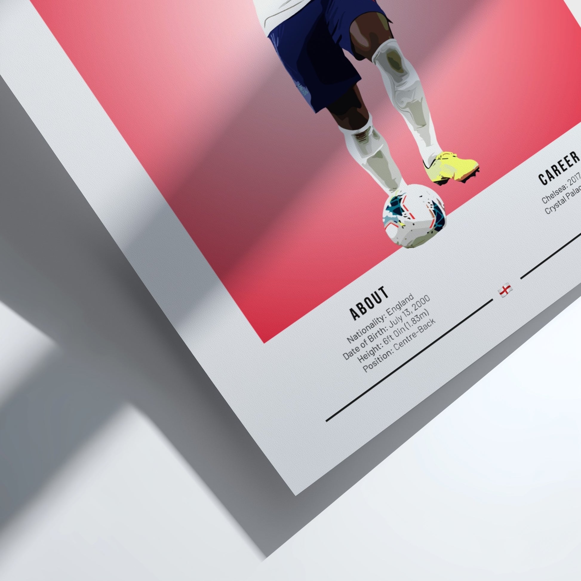 Marc Guehi poster showcasing England national team football player in vibrant colors and modern design