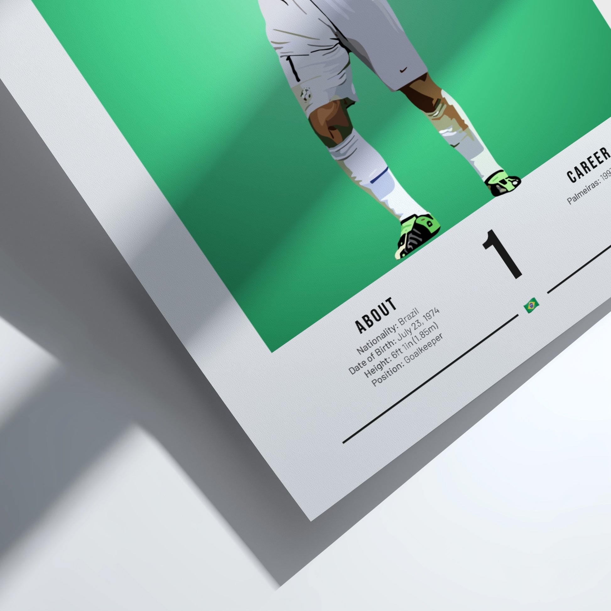 Marcos Brazil football player modern art print featuring vibrant colors and dynamic pose