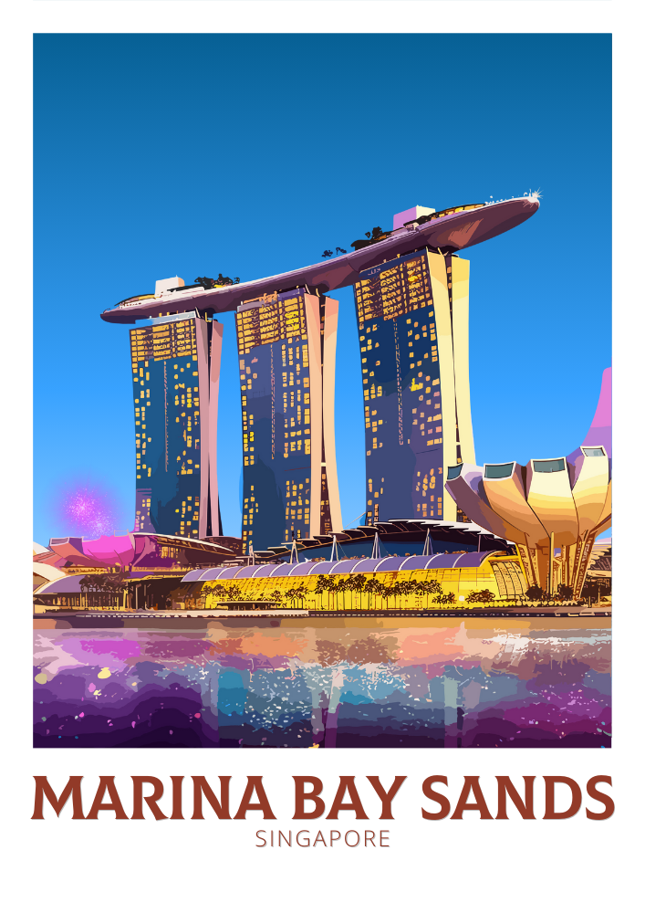 Asian MARINA BAY SANDS ARTWORK - VINTAGE ART