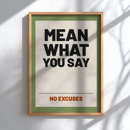 Motivational quotes poster featuring bold typography on a green background, ideal for home decor and