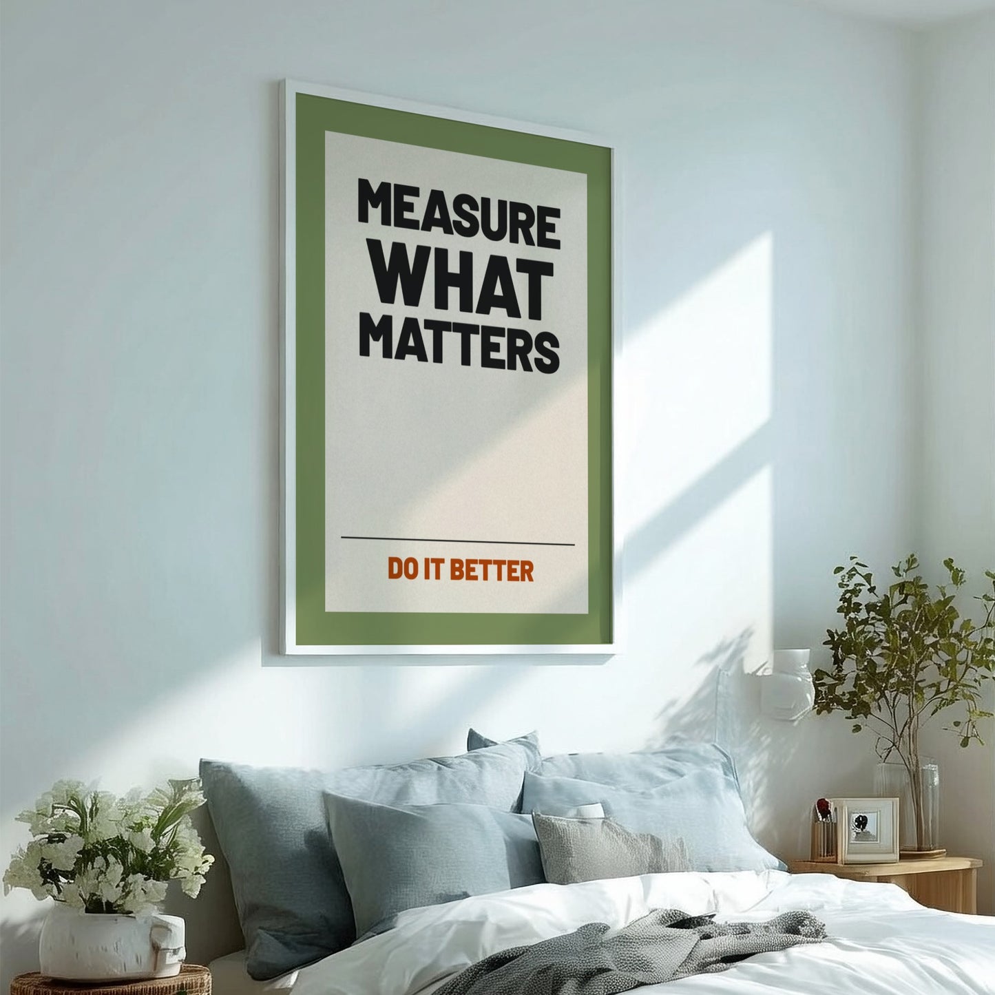Motivational quotes poster featuring bold typography on a green background, perfect for home decor and